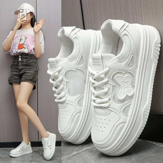 Damen modische Sneakers mit floralen Applikationen und gepolsterter Sohle EB
