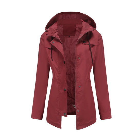 Damen wetterfeste Freizeitjacke mit verstellbarer Kapuze EB