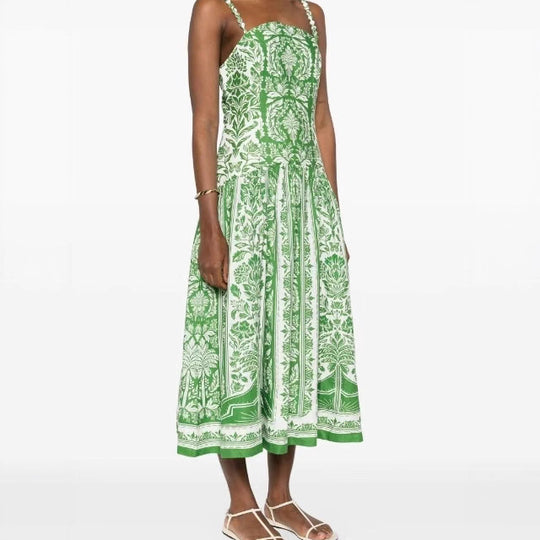 Damen Midi-Kleid mit floralem Print und Spaghetti-Trägern EB