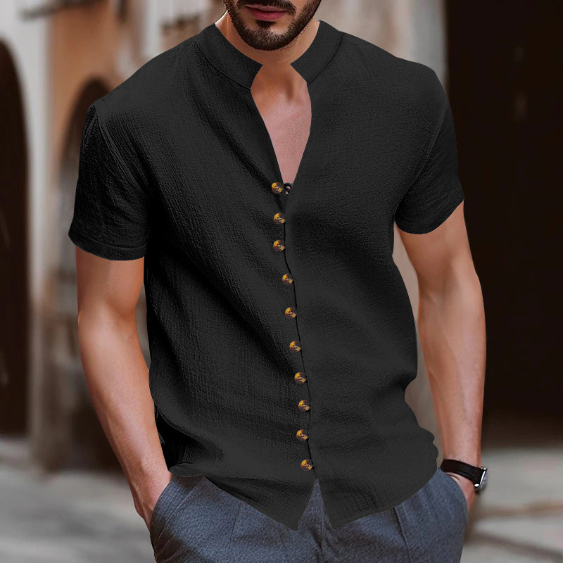 Herren Kurzarmhemd mit modernen Knopfdetails EB
