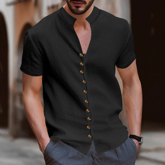 Herren Kurzarmhemd mit modernen Knopfdetails EB