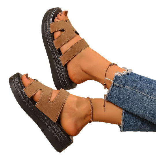 Damen Wedge-Pantoletten mit komfortablem Riemendesign und atmungsaktiver Sohle EB