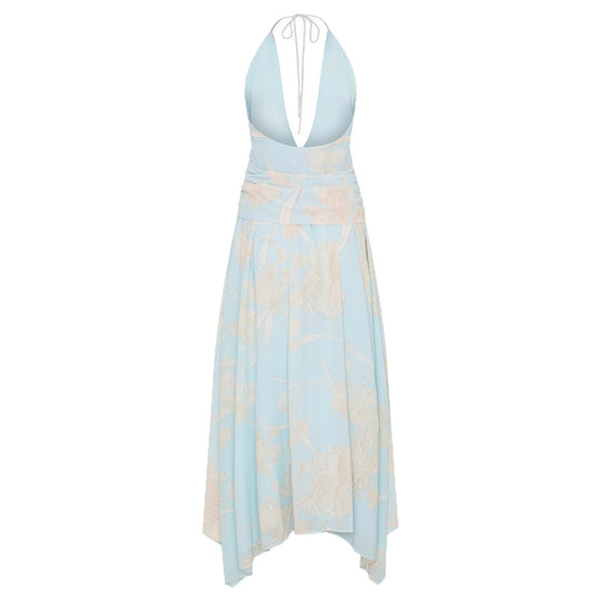 Damen Elegantes Wickelkleid mit tiefem V-Ausschnitt und floralem Design EB