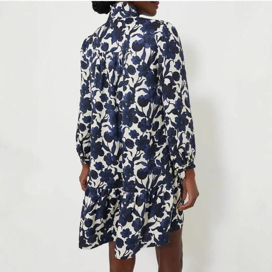 Damen Blümchenmuster Kleid mit Kragen EB