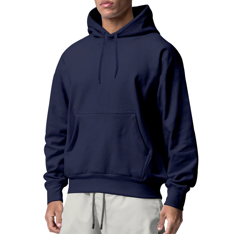 Herren nan Kapuzenpullover mit Kängurutasche, Relaxed-Fit und gerippten Bündchen EB