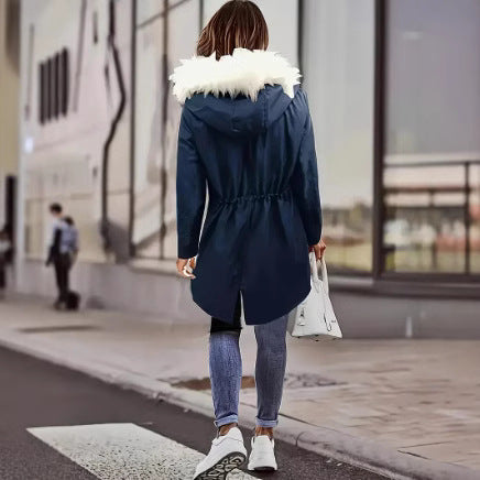 Damen gefütterte Winterjacke mit abnehmbarer Kapuze EB