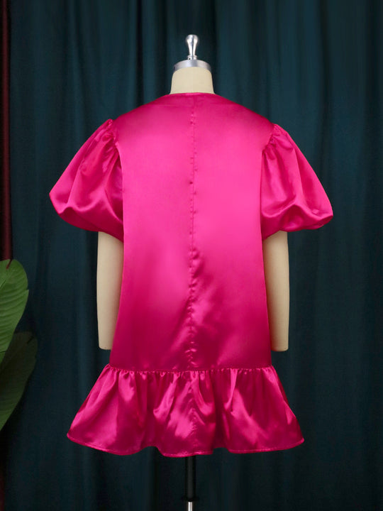 Damen Puffärmel Kleid EB