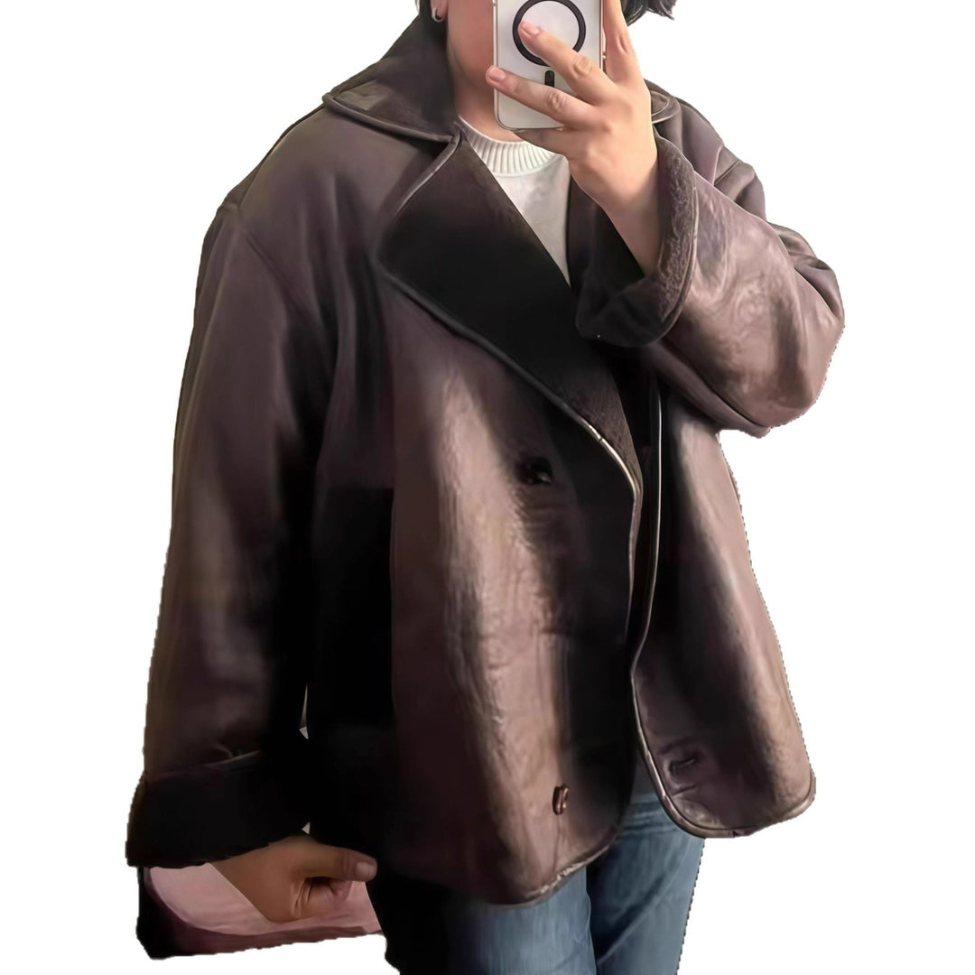 Damen elegante Oversized-Jacke mit weichem Futter und raffinierter Struktur EB