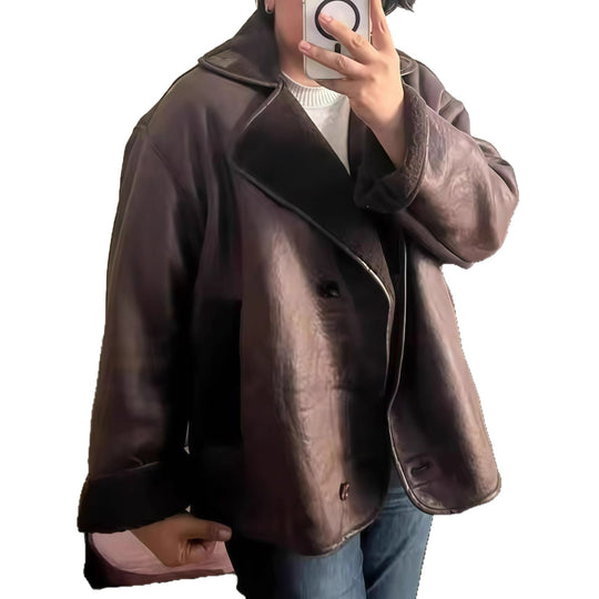 Damen elegante Oversized-Jacke mit weichem Futter und raffinierter Struktur EB