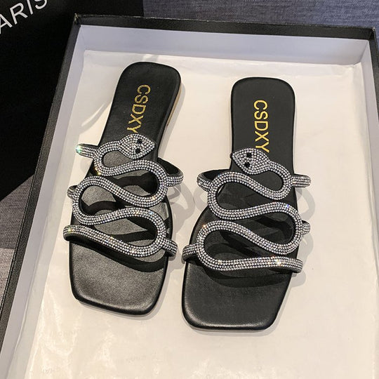 Damen Sandalen mit funkelndem Strass-Design und komfortabler Sohle EB