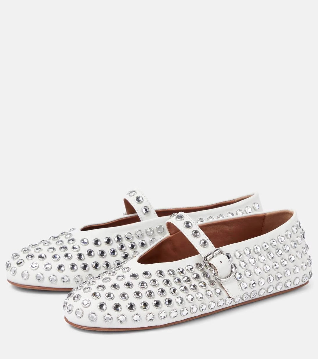 Damen  veredelte Mary‑Jane Ballerina mit Strassbesatz und verstellbarer Metallschnalle EB