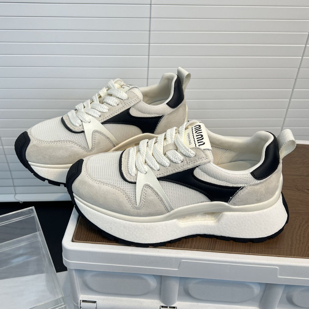 Damen moderne Chunky Sneakers mit elastischem Obermaterial und rutschfester Sohle EB