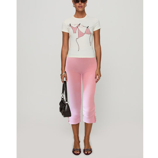 Damen T-Shirt mit kreativem Druck und figurbetontem Schnitt EB