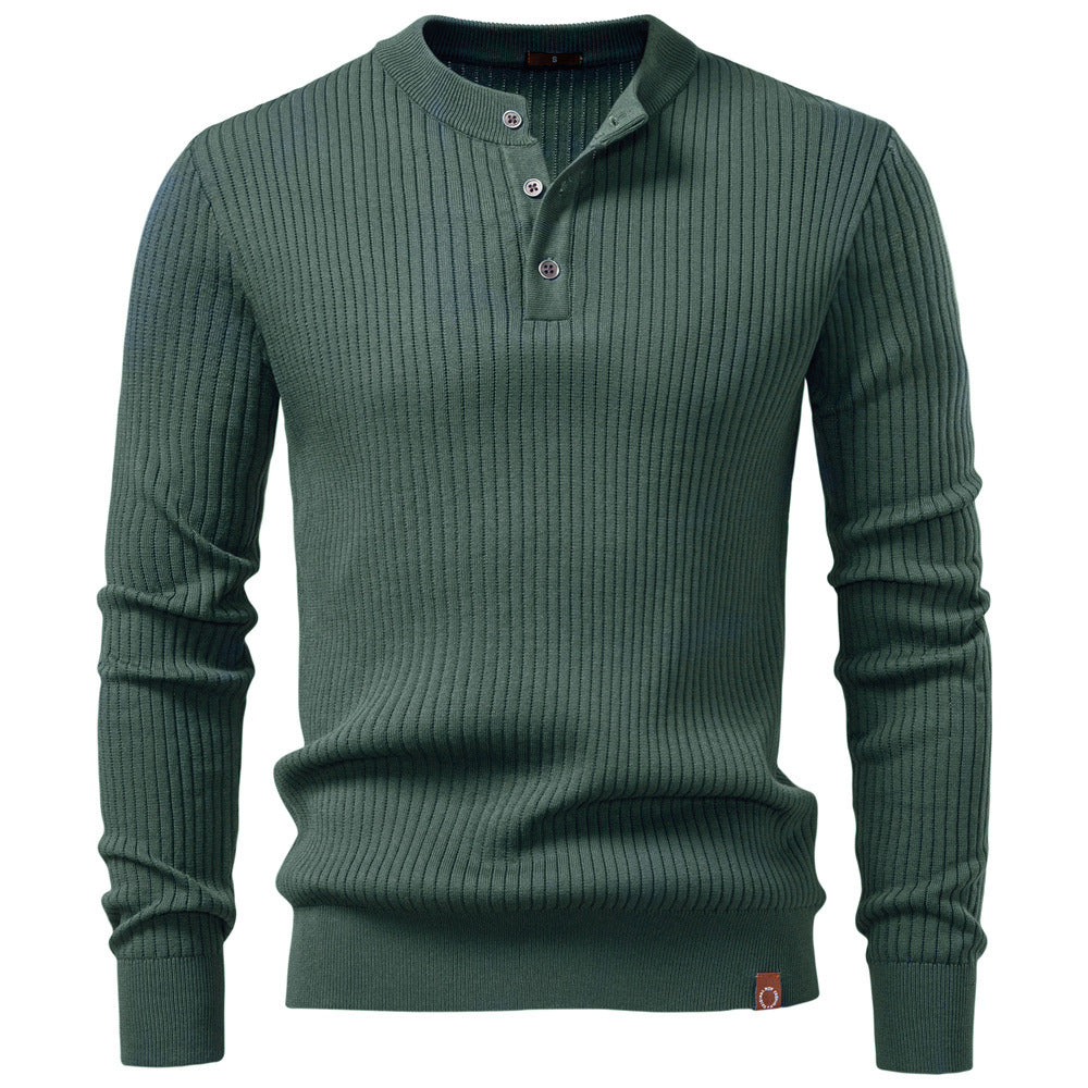 Herren Strickpullover mit feinem Rippenmuster und modischem Knopfdetail EB