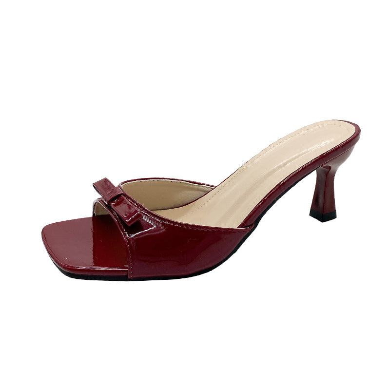 Damen elegante Absatzsandalen mit modischer Schleifenapplikation EB