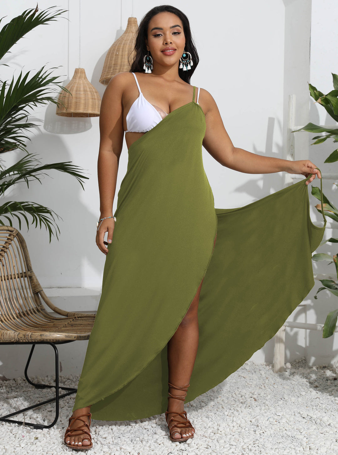 Damen Maxi-Kleid mit angesagtem Wickeldesign EB
