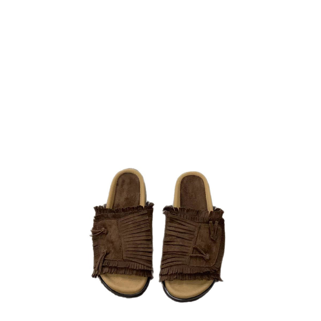 Damen Bequeme Slipper mit fransigem Design und weichem Fußbett EB