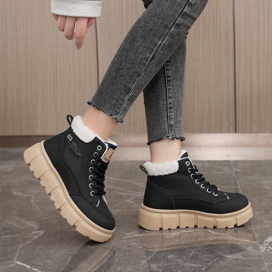 Damen High-Top Winterstiefel mit isolierendem Kunstfellfutter und rutschfester Sohle EB