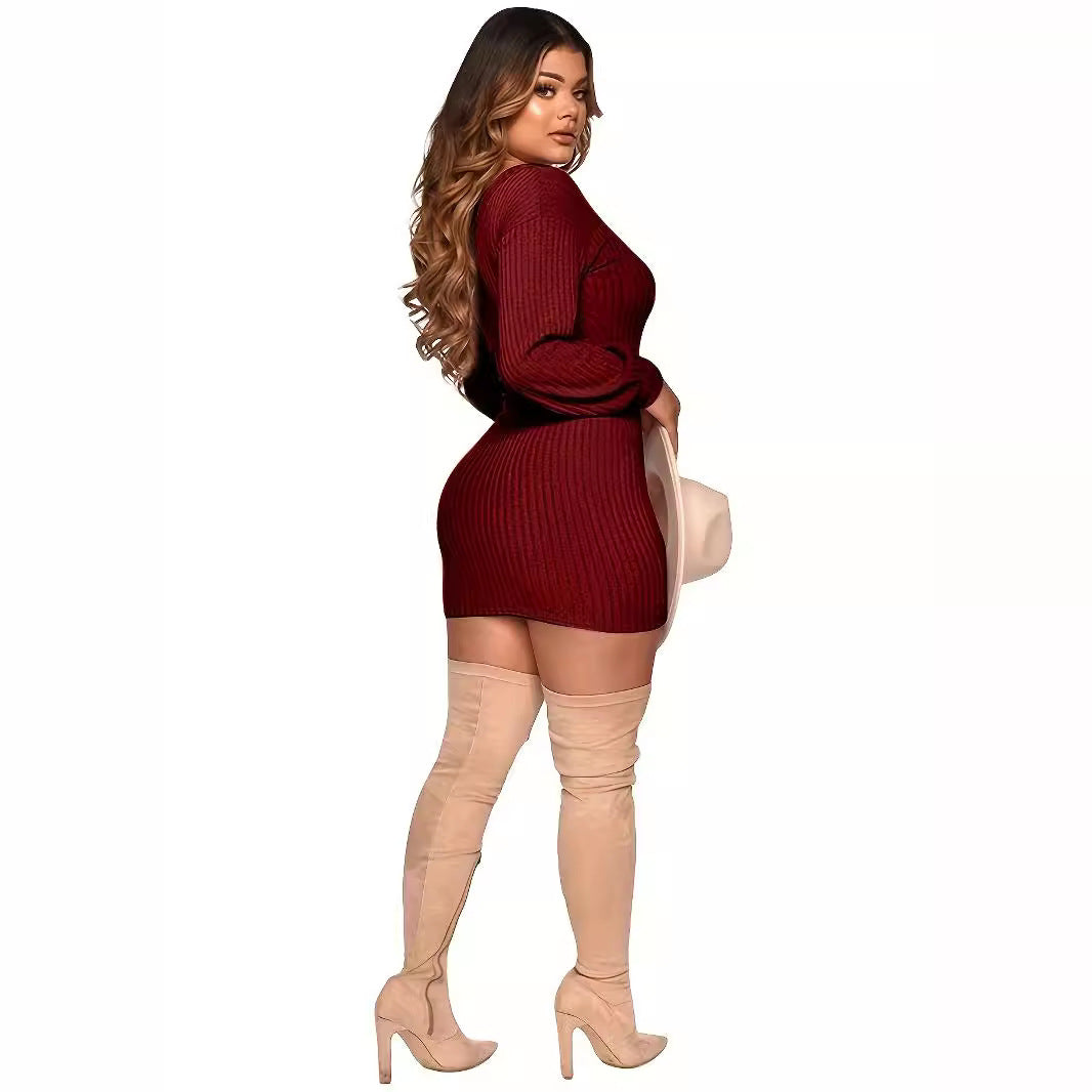Damen Figurbetontes Minikleid mit Raffung und V-Ausschnitt EB