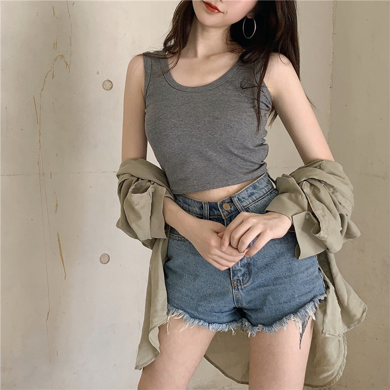 Damen Crop-Top aus atmungsaktiver Baumwolle mit schmalem Schnitt EB