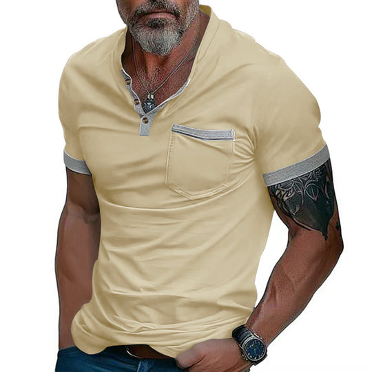 Herren Poloshirt mit modischem Kragen und Brusttasche EB