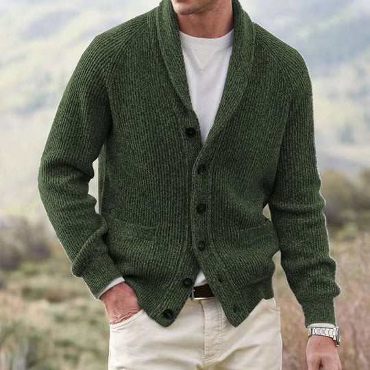 Herren Strickjacke mit trendigem Grobstrickmuster und praktischen Taschen EB