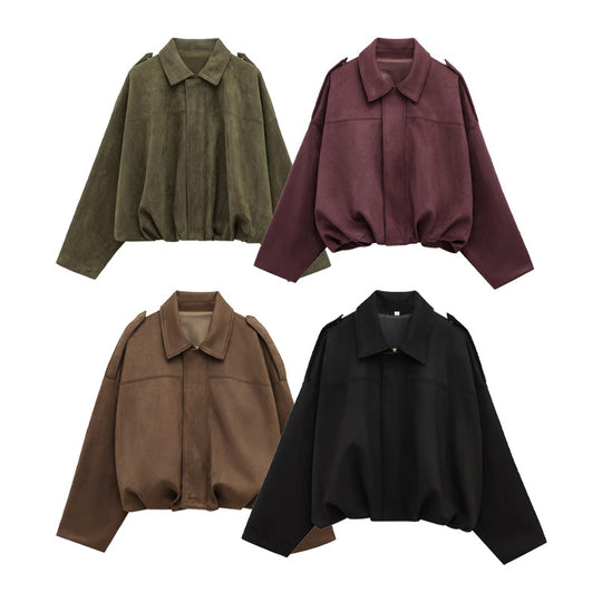 Damen Oversizedjacke aus weichem Textil mit modernem Schnitt EB