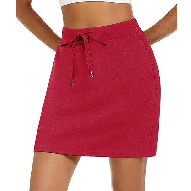 Damen Sportlicher Minirock mit Verstellbarem Kordelzug und Seitlichen Taschen EB