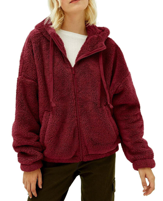 Damen Kuschelige Fleecejacke mit hohem Kragen und Reißverschluss EB