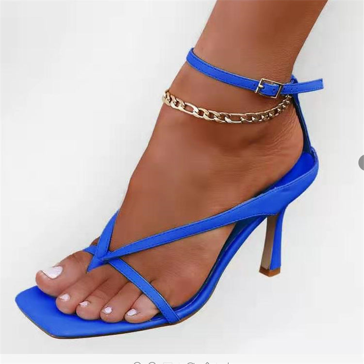 Damen elegante Absatzsandalen mit verstellbarem Riemen EB