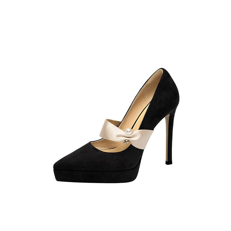 Damen elegante High Heel Pumps mit zarter Riemenverzierung EB