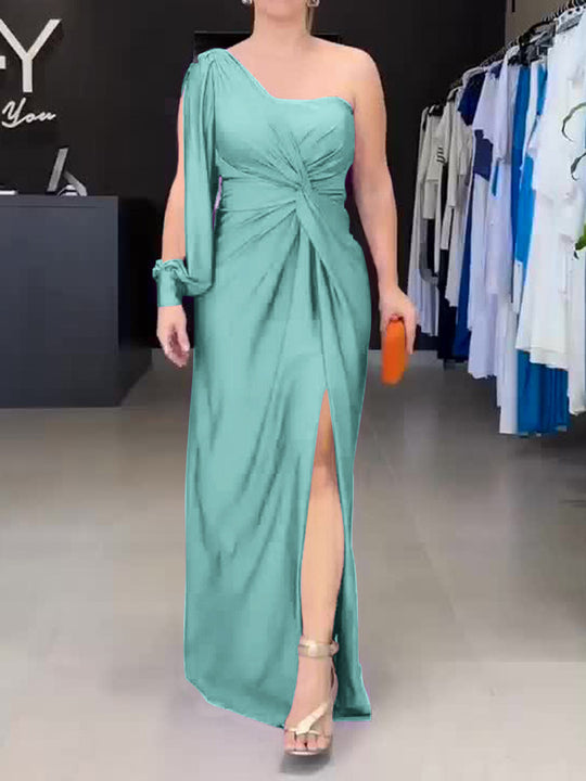 Damen Maxikleid mit asymmetrischem Design und seitlichem Schlitz EB