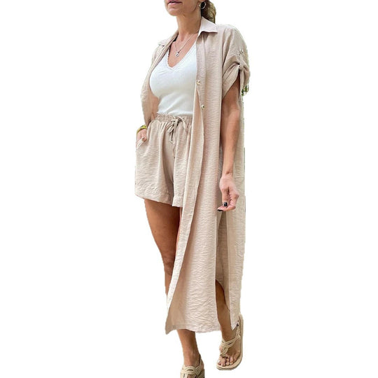 Damen leichter Longblazer mit lässigen Shorts EB