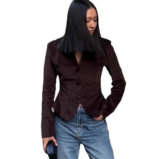 Damen elegante Blazerjacke mit tailliertem Schnitt EB