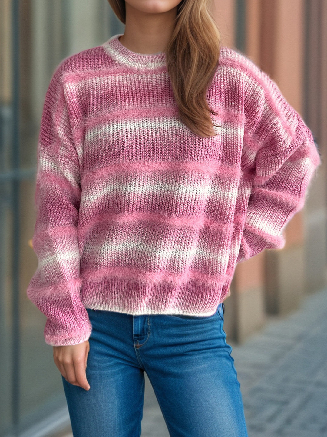 Damen kuscheliger Strickpullover mit Flair EB