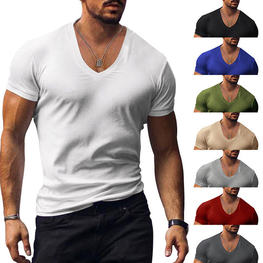 Herren lässiges V-Ausschnitt T-Shirt EB