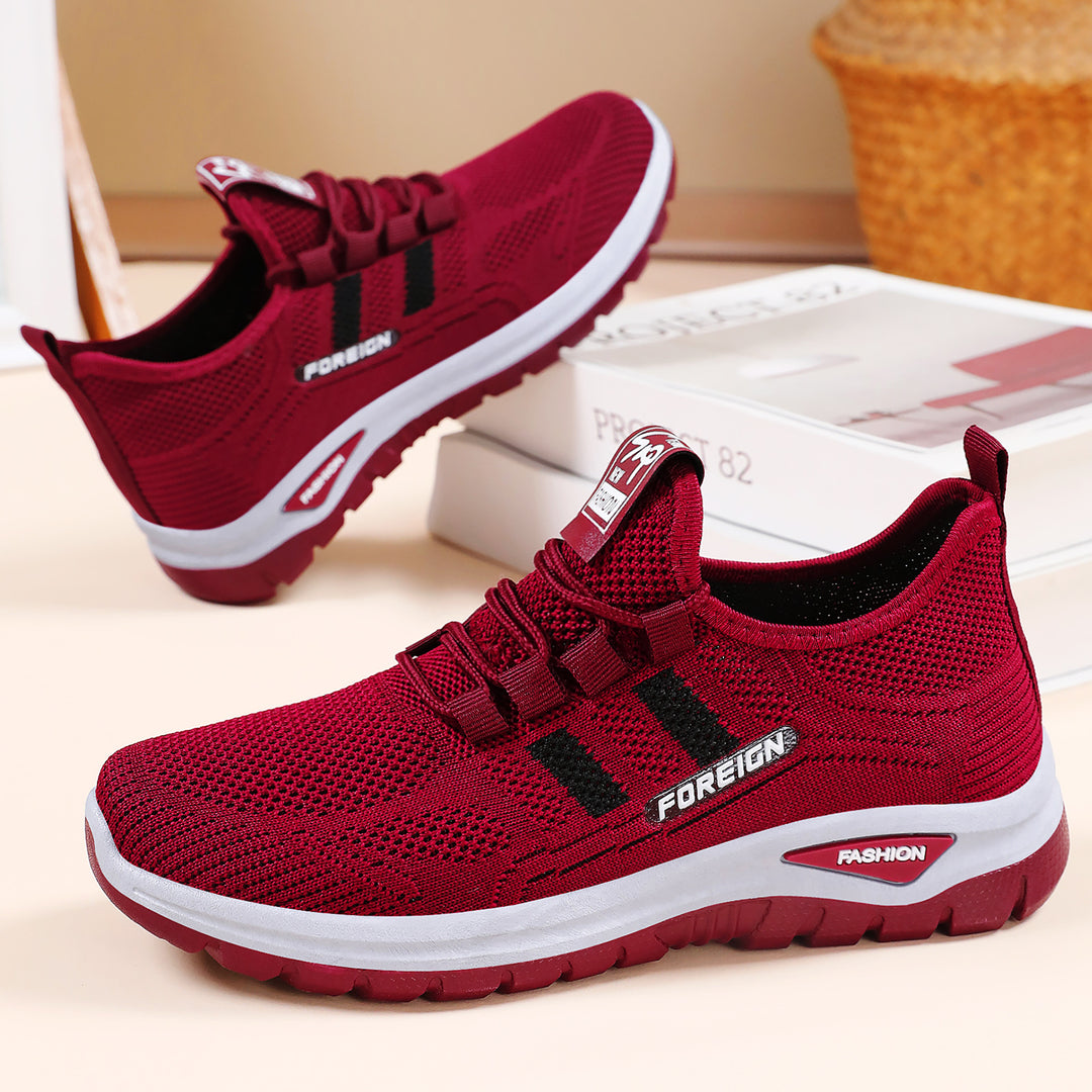 Damen Sportliche Lauf- und Freizeitsneakers mit dämpfender Sohle und atmungsaktivem Mesh-Obermaterial EB