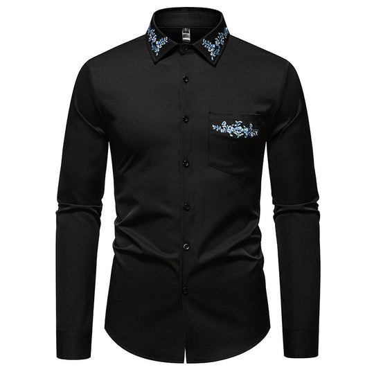 Herren Elegantes Hemd mit floralem Design und dezentem Stehkragen EB
