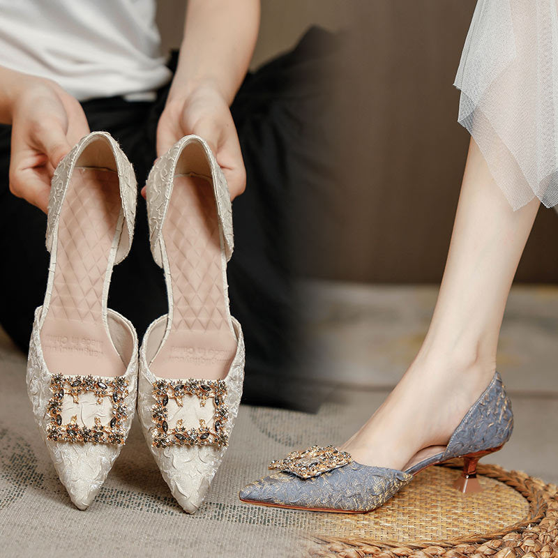 Damen eleganter Sling-Pump mit dekorativem Schmuck EB