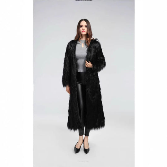 Damen Luxuriöser Kunstpelzmantel mit elegantem Futter EB