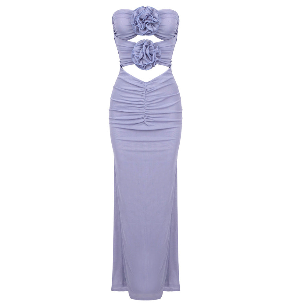 Damen Langes Abendkleid mit floralem Cut-Out und figurformendem Design EB