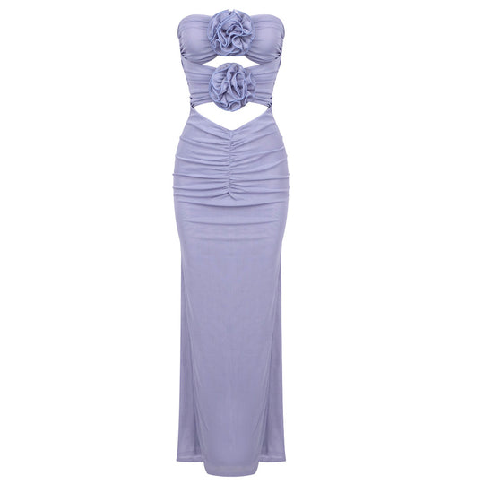 Damen Langes Abendkleid mit floralem Cut-Out und figurformendem Design EB
