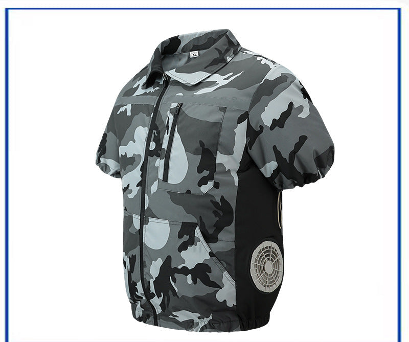 Unisex nan leichte kurzarm Kühljacke mit integrierten Lüftern und Akku R&B