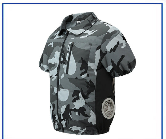 Unisex nan leichte kurzarm Kühljacke mit integrierten Lüftern und Akku R&B