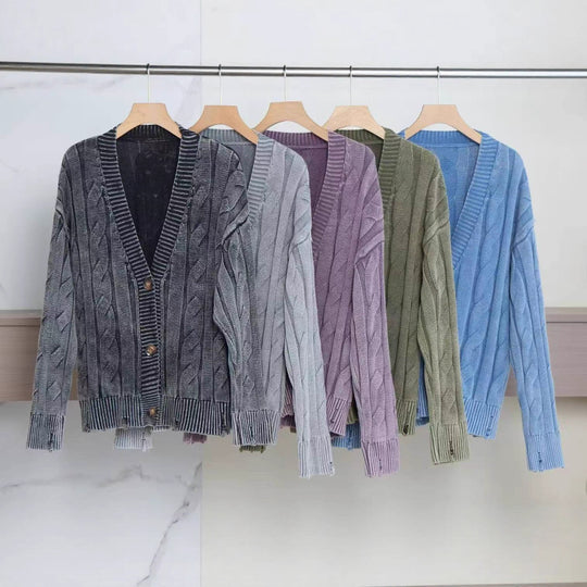 Damen offene Strickjacke mit Zopfmuster und zeitlosem Design EB