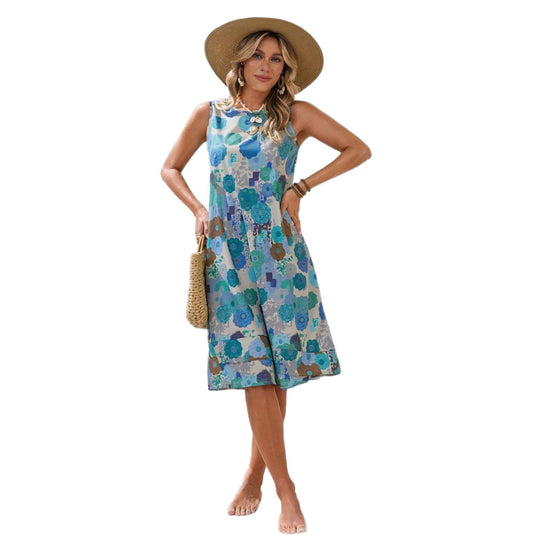 Damen Sommerliches Strandkleid mit floralem Muster und lockerer Passform EB
