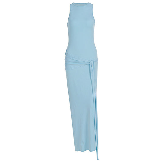 Damen Maxikleid mit fesselndem Drapierungsdesign und elegantem Schlitz EB
