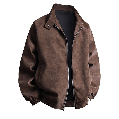 Herren stylische Kunstlederjacke im modernen Design und elastischen Bündchen EB