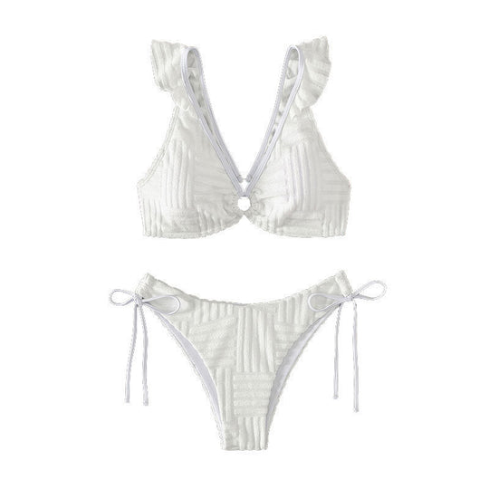 Damen Bikini-Set mit Rüschendetails und hohem Beinausschnitt EB