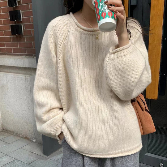 Damen Gemütlicher Oversized Pullover aus hochwertiger Baumwolle mit Rippdetails EB